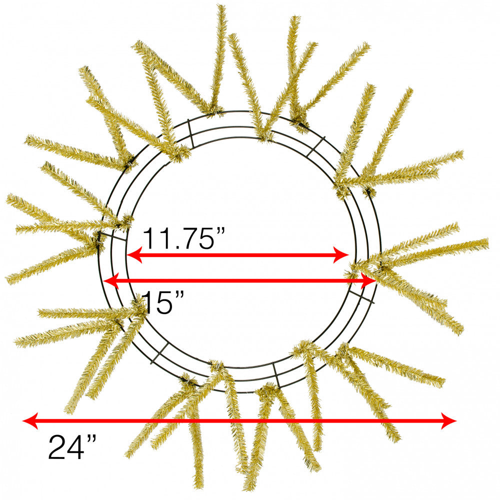 Work Wreath Form, Elevated, 15" Wire Frame, 18 Pencil Ties, Metallic, 18K Gold Color, XX751108, C.B.I.